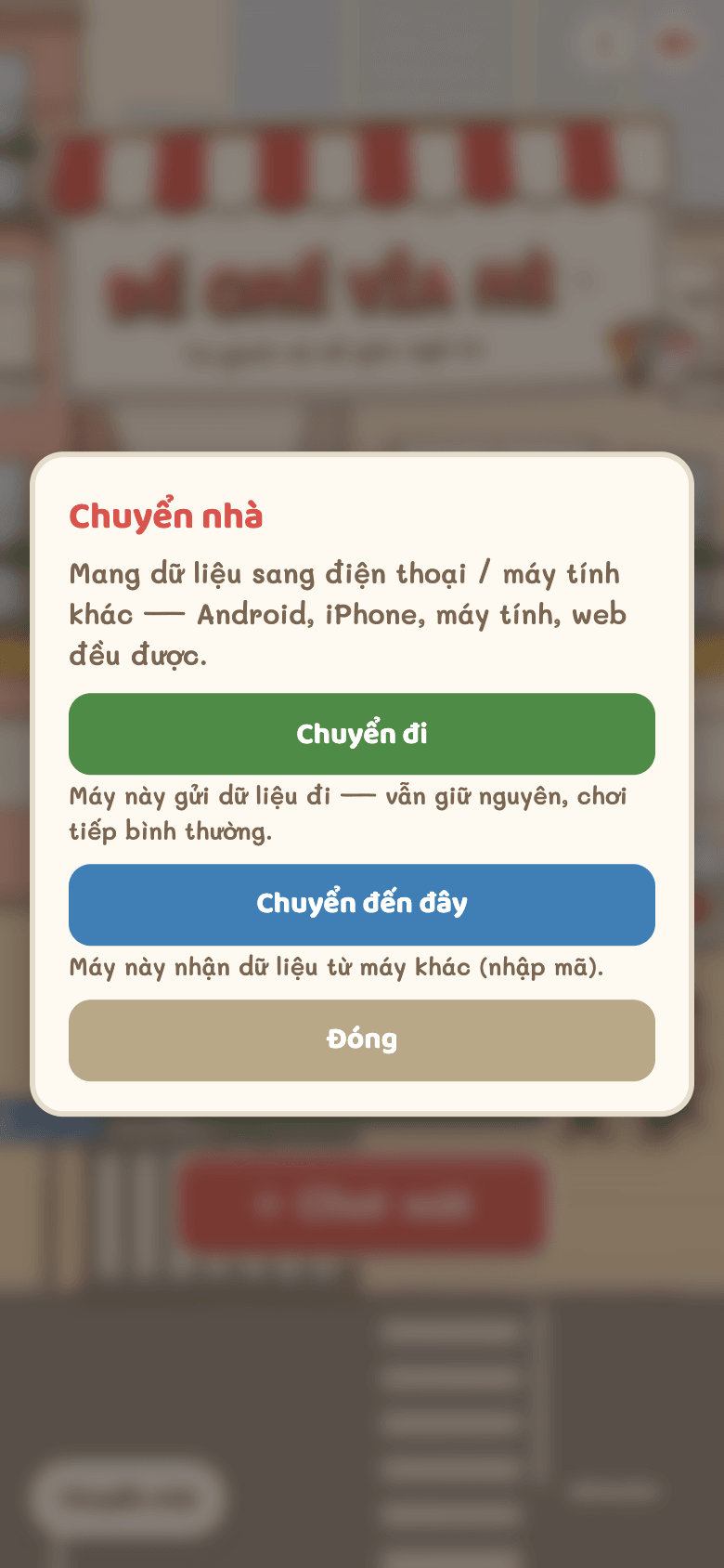 Bảng Chuyển nhà: Chuyển đi / Chuyển đến đây