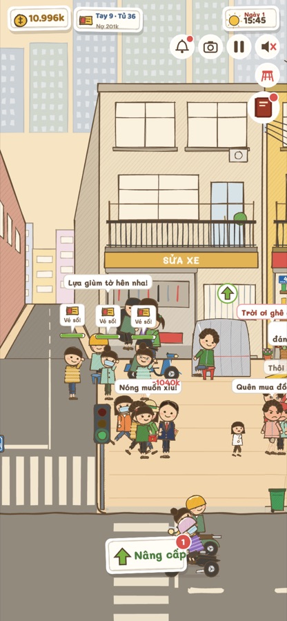 Nhân vật chính trao phong bì cho người quen